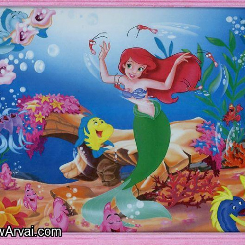 Little Mermaid Print in Pink Cotton Candy Glitter Frame