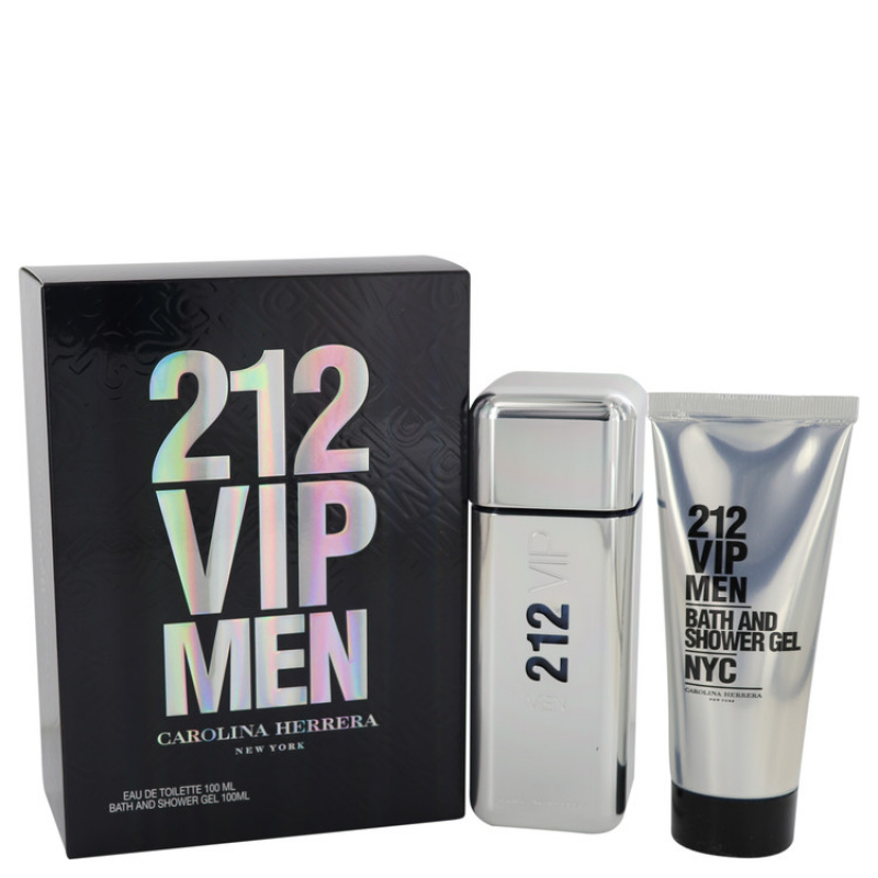 212 Vip by Carolina Herrera Gift Set -- 3.4 oz Eau De Toilette Spray + 3.4 oz Shower Gel