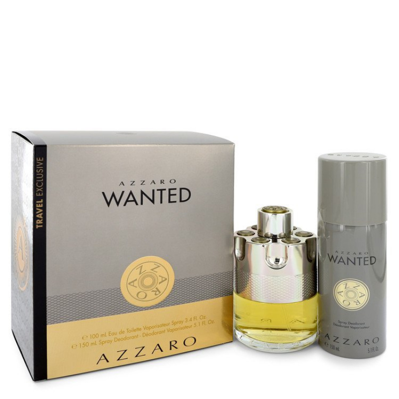 Azzaro Wanted by Azzaro Gift Set -- 3.4 oz Eau De Toilette Spray + 5.1 oz Deodarant Spray