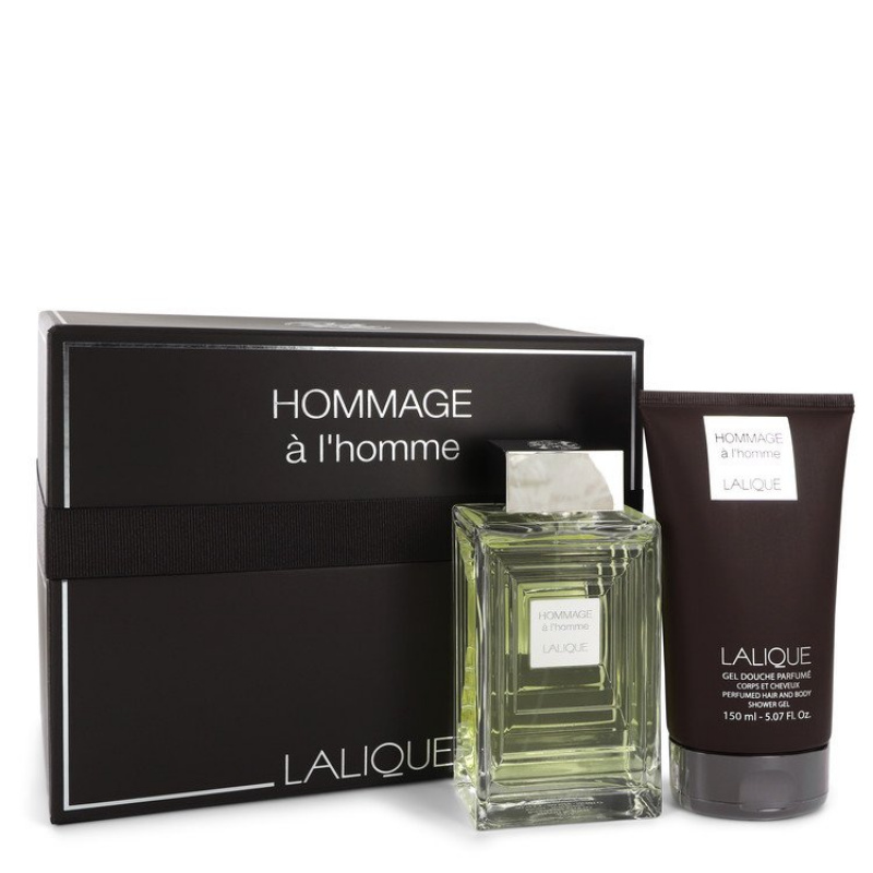 Lalique Hommage a L'Homme by Lalique Gift Set -- 3.3 oz Eau De Toilette Spray + 5.7 oz Shower Gel
