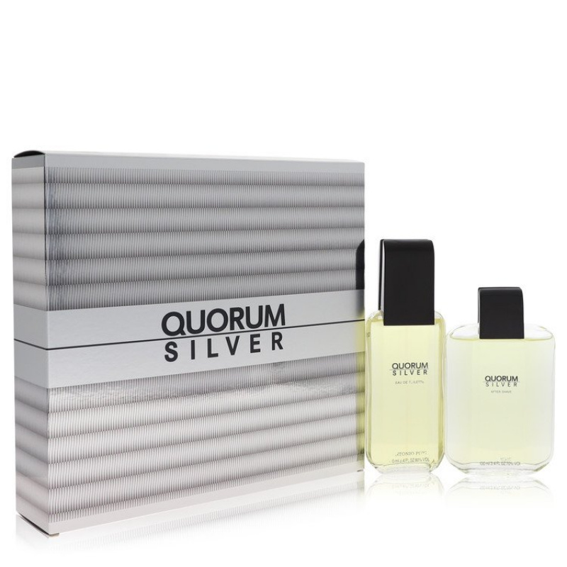 Quorum Silver by Puig Gift Set -- 3.4 oz Eau De Toilette Spray + 3.4 oz After Shave