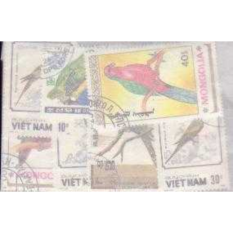 10 Parrots all different stamp