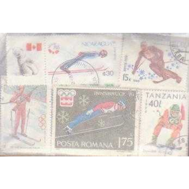 25 Skiing all different stamps
