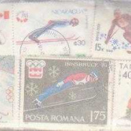 100 Skiing all different stamp