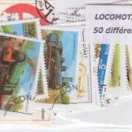 50 Trains all different stamps