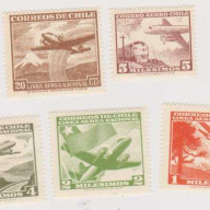 Chile 10 Airmail Stamps