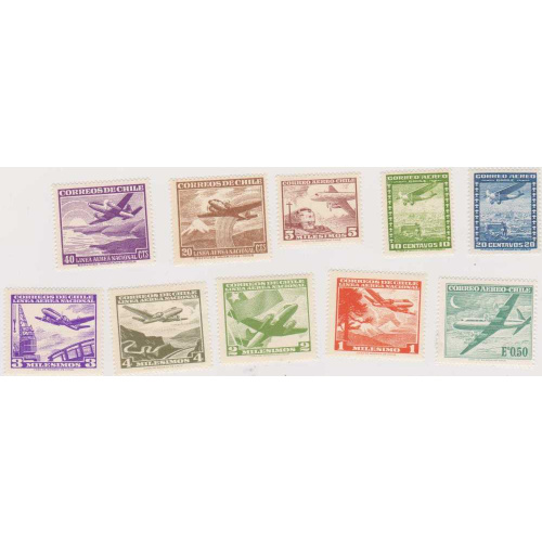 Chile 10 Airmail Stamps