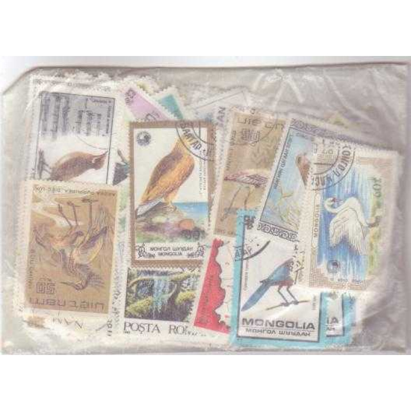 25 Birds all different stamps