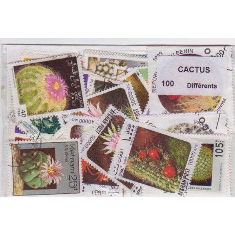 100 Cactus all different stamp