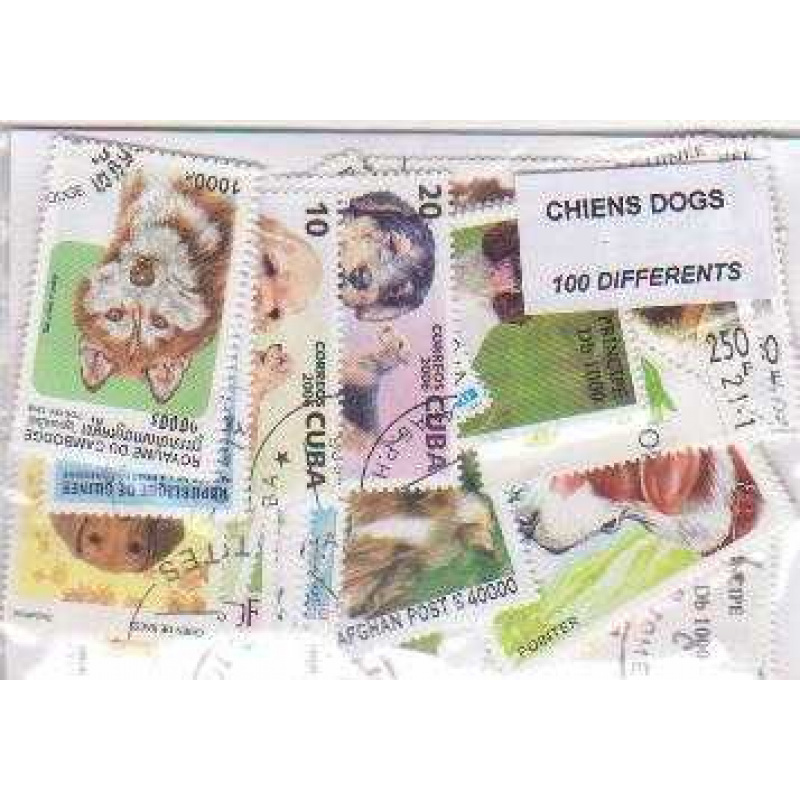 25 Dogs all different stamps
