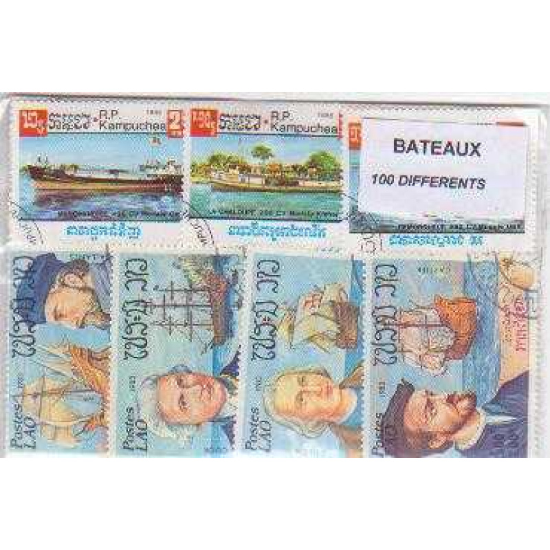 100 Boats All Different Stamps