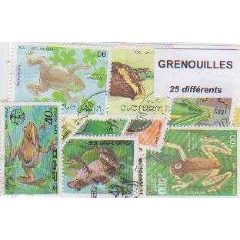 25 Frogs all different stamps