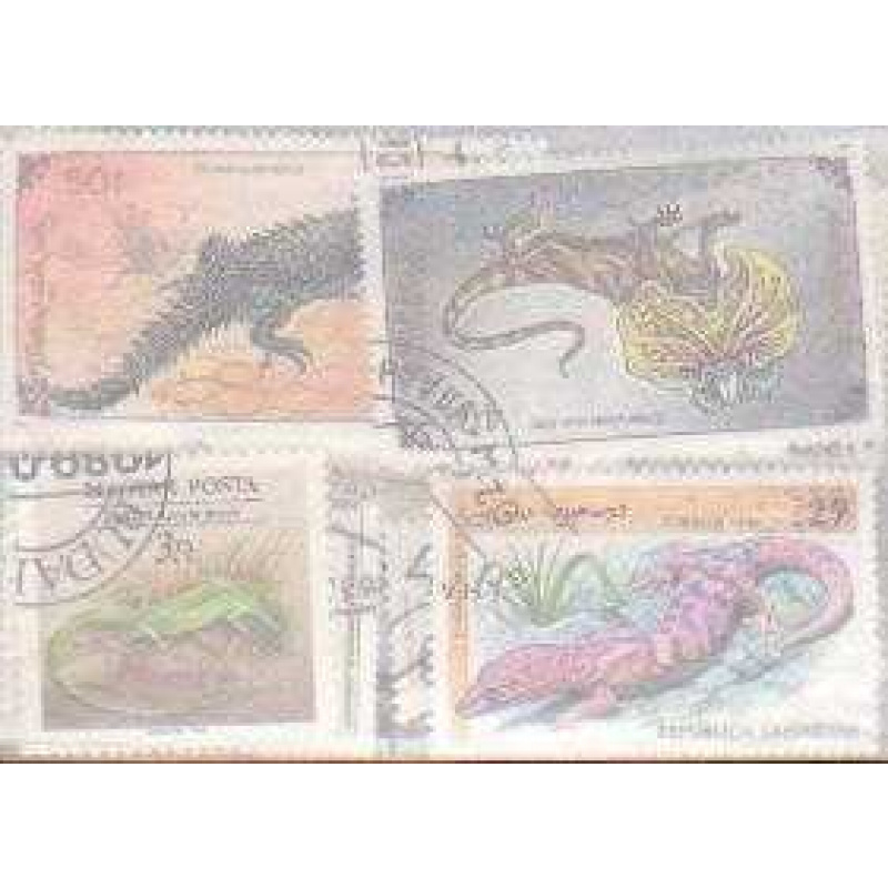 25 Lizards all different stamp